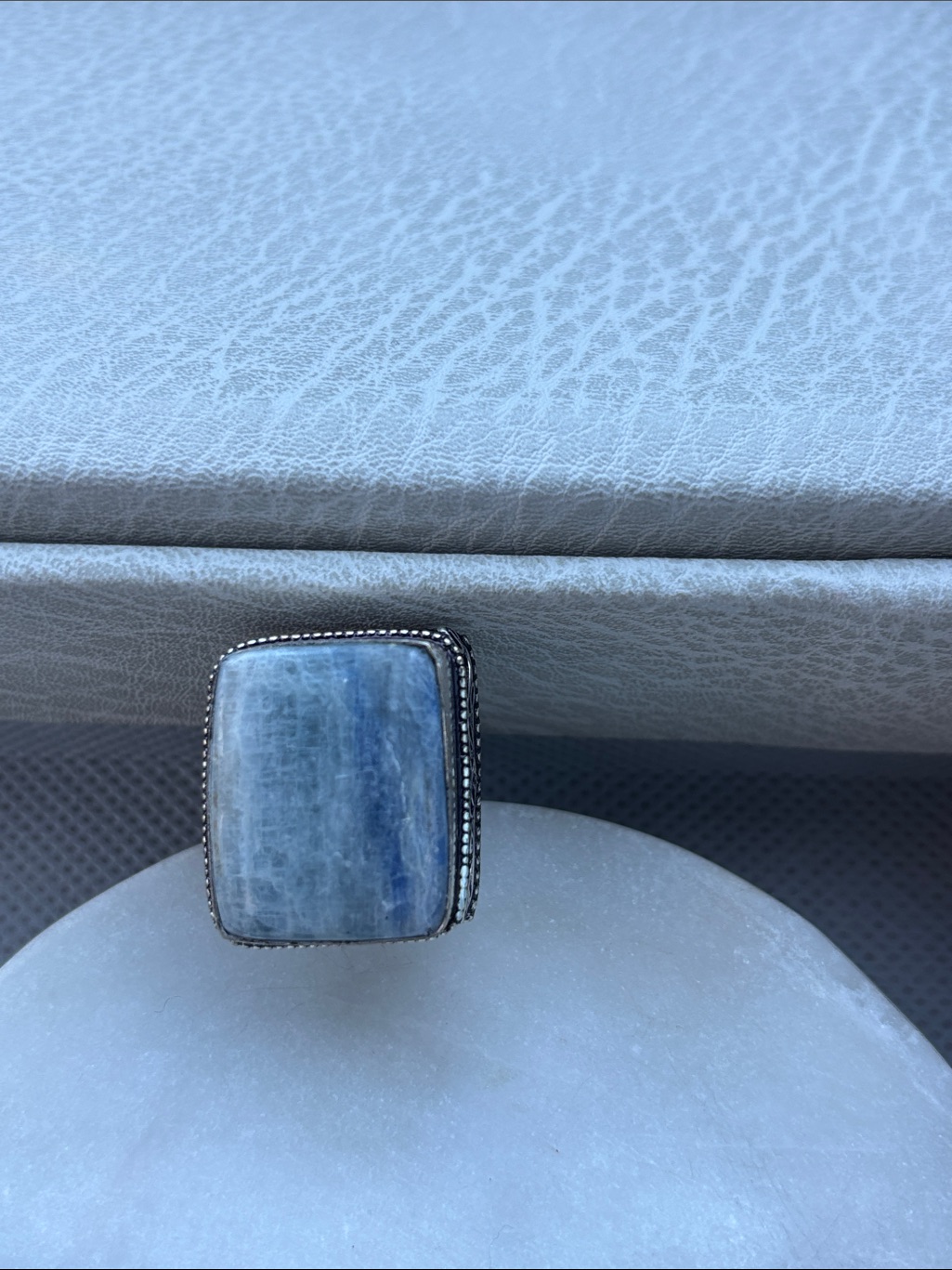 Large Rectangular Blue Stone Statement Ring